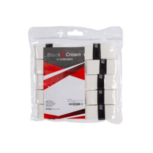 Bolsa 12 overgrips black crown liso blanco